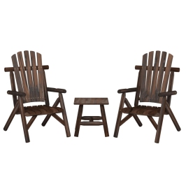 Juego de muebles de jardín 3 piezas madera maciza de abeto