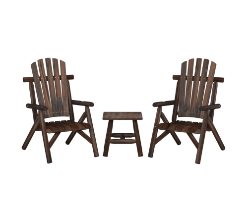 Juego de muebles de jardín 3 piezas madera maciza de abeto