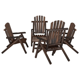 Juego de muebles de jardín 5 piezas madera maciza de abeto