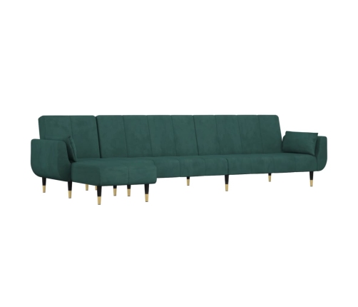 Sofá cama en forma de L terciopelo verde oscuro 275x140x70 cm