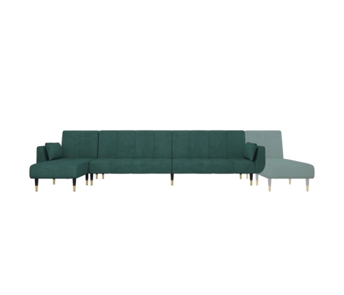 Sofá cama en forma de L terciopelo verde oscuro 275x140x70 cm