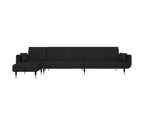 vidaXL Sofá cama en forma de L terciopelo negro 275x140x70 cm