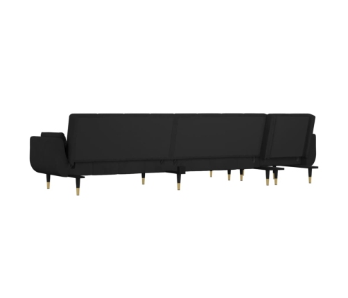 vidaXL Sofá cama en forma de L terciopelo negro 275x140x70 cm