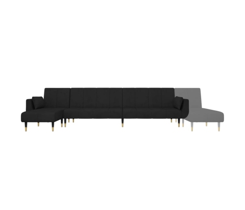 vidaXL Sofá cama en forma de L terciopelo negro 275x140x70 cm