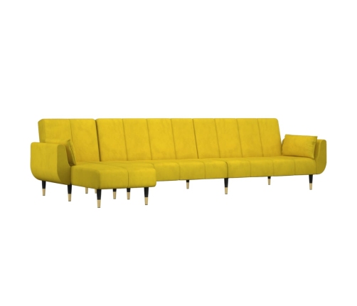 vidaXL Sofá cama en forma de L terciopelo amarillo 275x140x70 cm