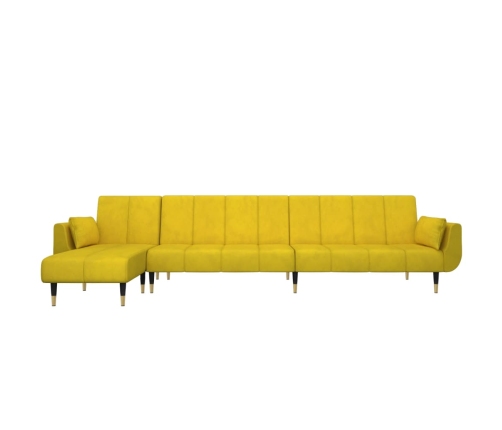 vidaXL Sofá cama en forma de L terciopelo amarillo 275x140x70 cm