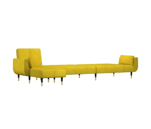 Sofá cama en forma de L terciopelo amarillo 275x140x70 cm