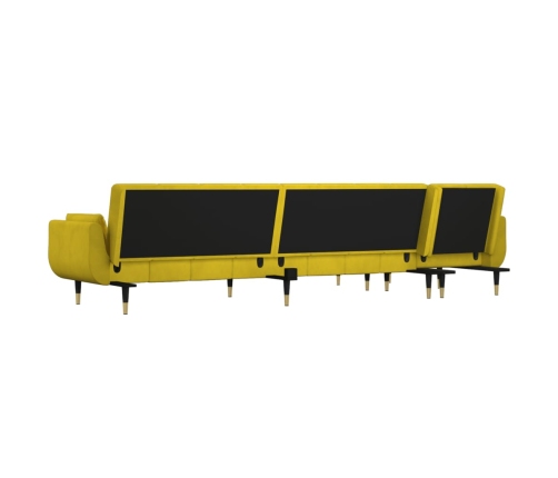 vidaXL Sofá cama en forma de L terciopelo amarillo 275x140x70 cm