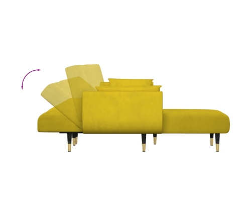 vidaXL Sofá cama en forma de L terciopelo amarillo 275x140x70 cm