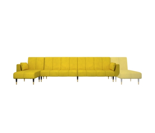 vidaXL Sofá cama en forma de L terciopelo amarillo 275x140x70 cm