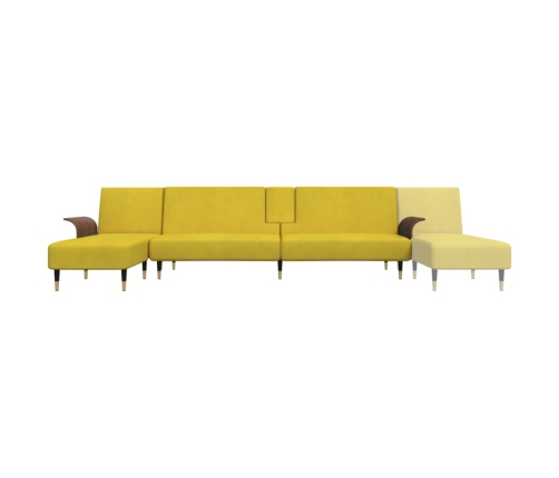 vidaXL Sofá cama en forma de L terciopelo amarillo 279x140x70 cm