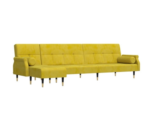 vidaXL Sofá cama en forma de L terciopelo amarillo 271x140x70 cm