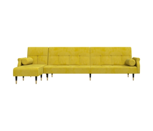 vidaXL Sofá cama en forma de L terciopelo amarillo 271x140x70 cm