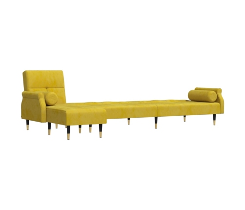 vidaXL Sofá cama en forma de L terciopelo amarillo 271x140x70 cm