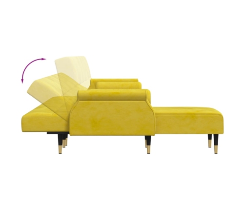 vidaXL Sofá cama en forma de L terciopelo amarillo 271x140x70 cm