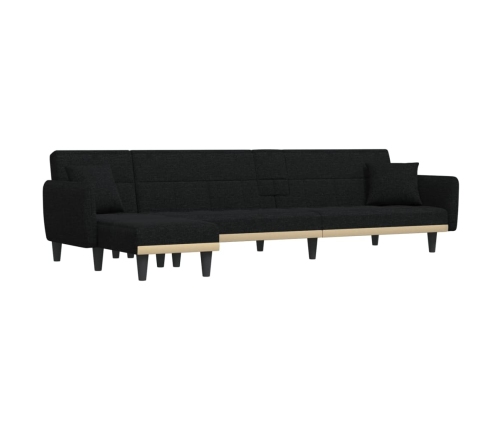 vidaXL Sofá cama en forma de L tela negro 275x140x70 cm