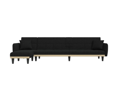 vidaXL Sofá cama en forma de L tela negro 275x140x70 cm