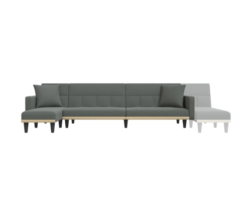 vidaXL Sofá cama en forma de L tela gris oscuro 275x140x70 cm