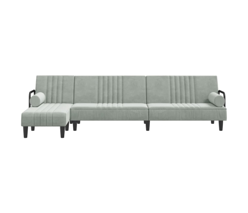 vidaXL Sofá cama en forma de L terciopelo gris claro 260x140x70 cm