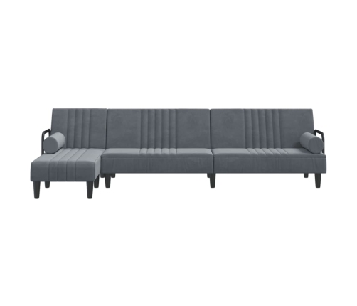 vidaXL Sofá cama en forma de L terciopelo gris oscuro 260x140x70 cm