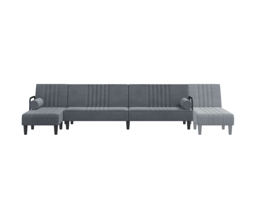 vidaXL Sofá cama en forma de L terciopelo gris oscuro 260x140x70 cm