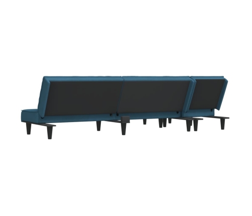 vidaXL Sofá cama en forma de L terciopelo azul 255x140x70 cm