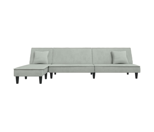 Sofá cama en forma de L terciopelo gris claro 255x140x70 cm