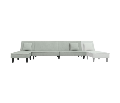 Sofá cama en forma de L terciopelo gris claro 255x140x70 cm