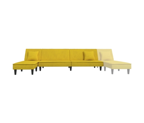 Sofá cama en forma de L terciopelo amarillo 255x140x70 cm