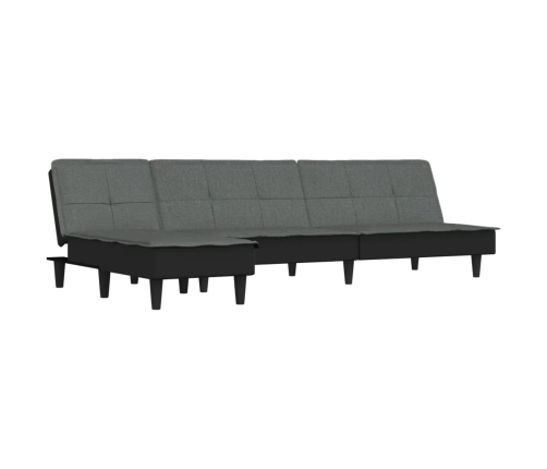 Sofá cama en forma de L tela gris oscuro 255x140x70 cm