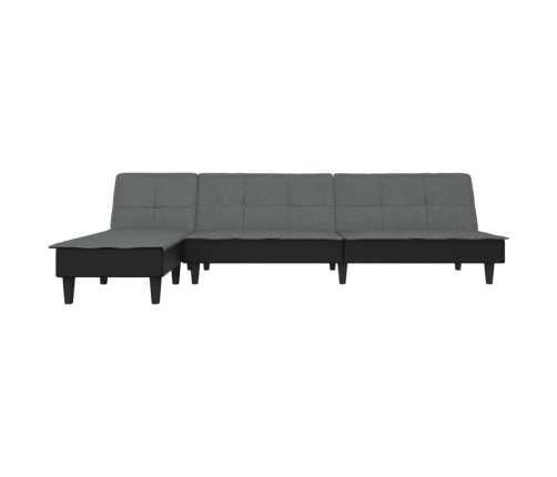 Sofá cama en forma de L tela gris oscuro 255x140x70 cm