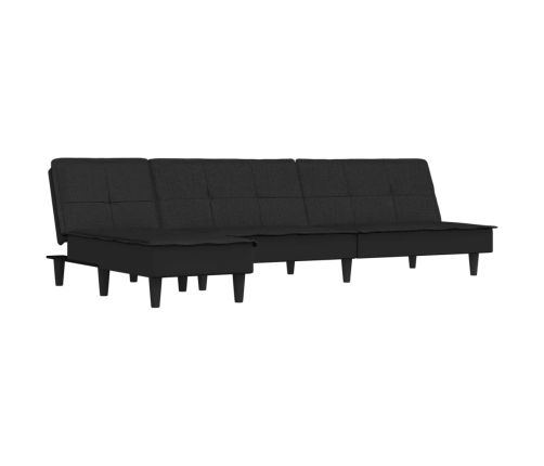 Sofá cama en forma de L tela negro 255x140x70 cm