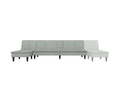 Sofá cama en forma de L terciopelo gris claro 255x140x70 cm