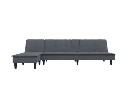 vidaXL Sofá cama en forma de L terciopelo gris oscuro 255x140x70 cm