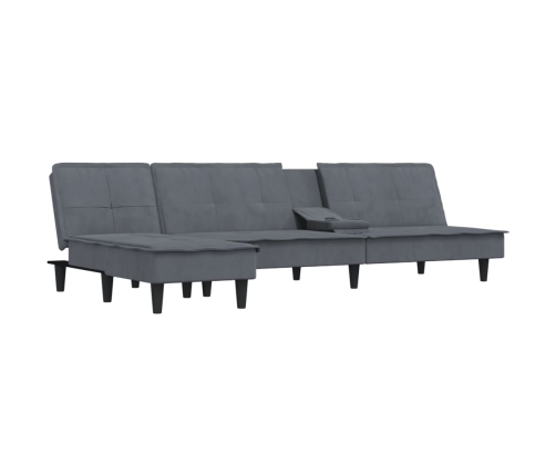 vidaXL Sofá cama en forma de L terciopelo gris oscuro 255x140x70 cm