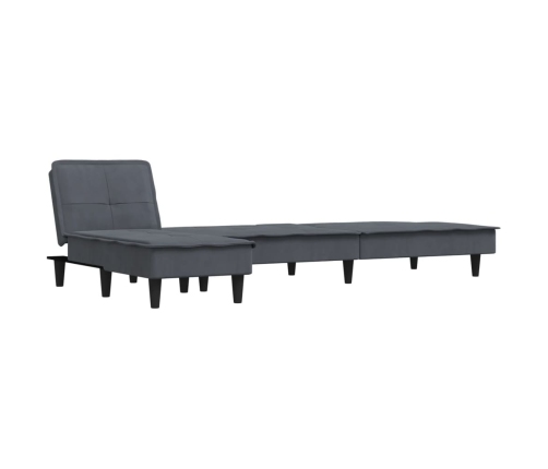 vidaXL Sofá cama en forma de L terciopelo gris oscuro 255x140x70 cm