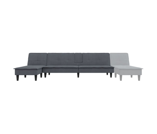 vidaXL Sofá cama en forma de L terciopelo gris oscuro 255x140x70 cm