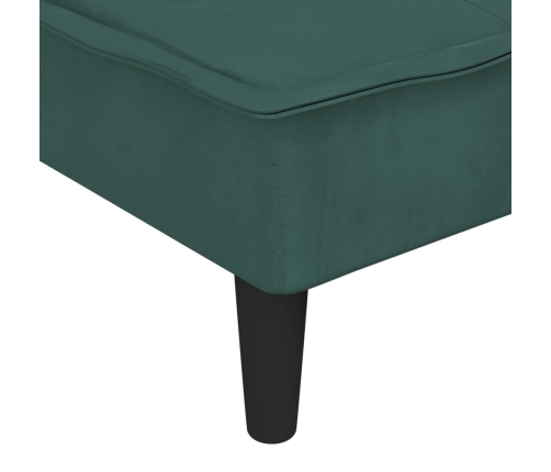 Sofá cama en forma de L terciopelo verde oscuro 255x140x70 cm