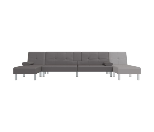 vidaXL Sofá cama en forma de L cuero sintético gris 255x140x70 cm