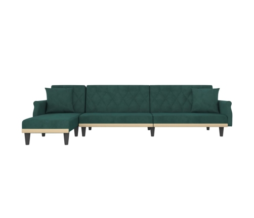 vidaXL Sofá cama en forma de L terciopelo verde oscuro 271x140x70 cm