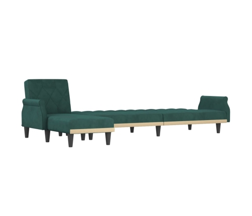 vidaXL Sofá cama en forma de L terciopelo verde oscuro 271x140x70 cm