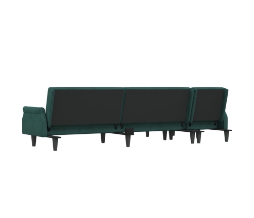 vidaXL Sofá cama en forma de L terciopelo verde oscuro 271x140x70 cm