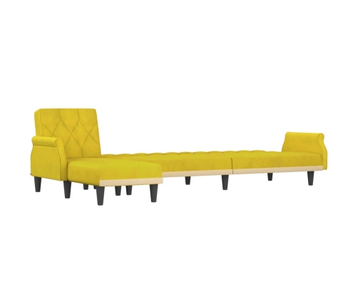 Sofá cama en forma de L terciopelo amarillo 271x140x70 cm