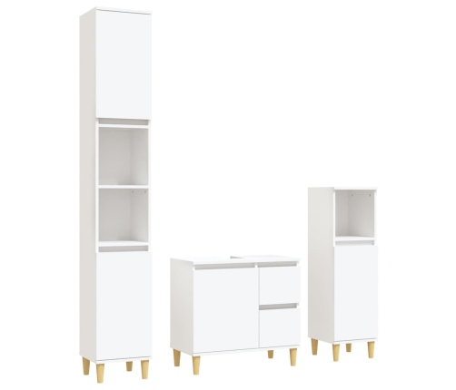 Set de muebles de baño 3 piezas madera contrachapada blanco