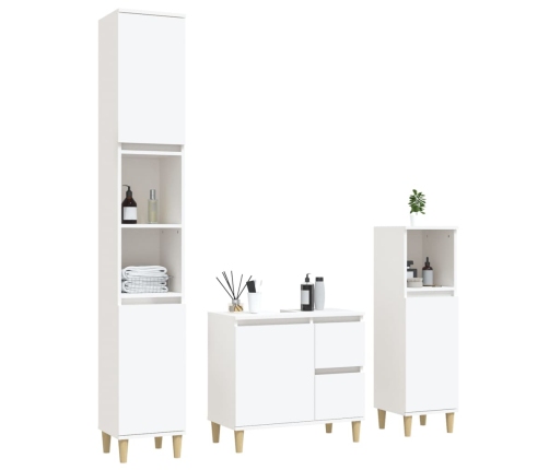 Set de muebles de baño 3 piezas madera contrachapada blanco