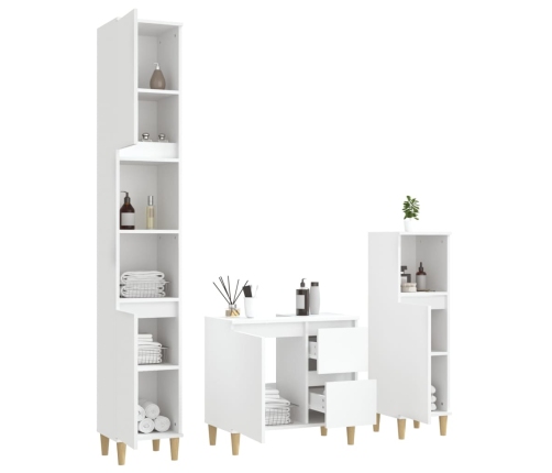 Set de muebles de baño 3 piezas madera contrachapada blanco