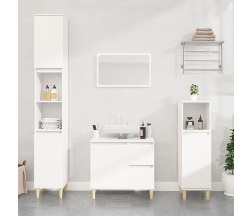 Set de muebles de baño 3 piezas madera contrachapada blanco