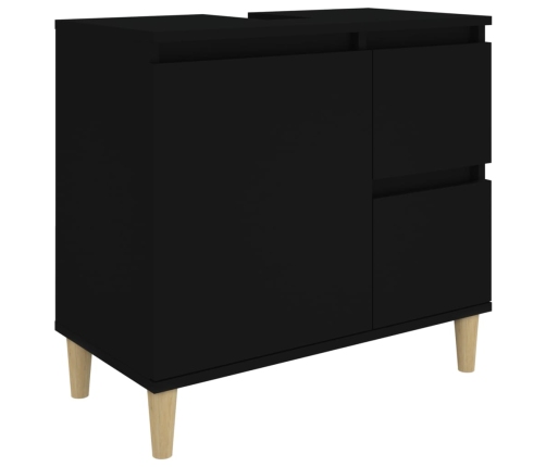 Set de muebles de baño 3 piezas madera contrachapada negro