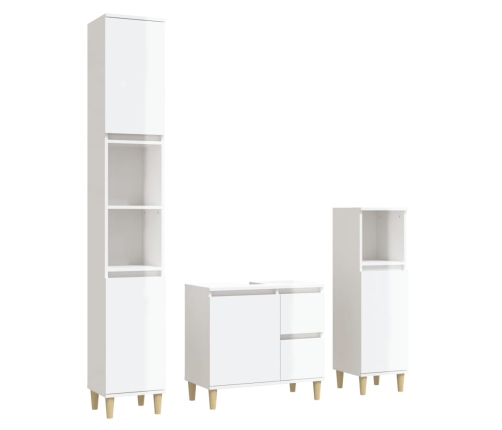 Set de muebles baño 3 pzas madera contrachapada blanco brillo