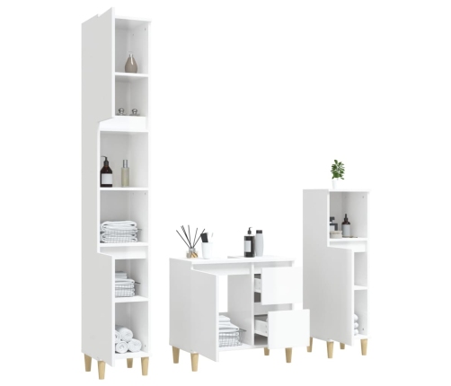 Set de muebles baño 3 pzas madera contrachapada blanco brillo